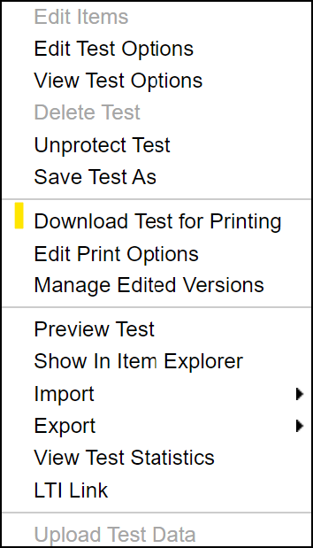 7.1 Print Test Dialog -  Delivering Paper and Pencil Tests