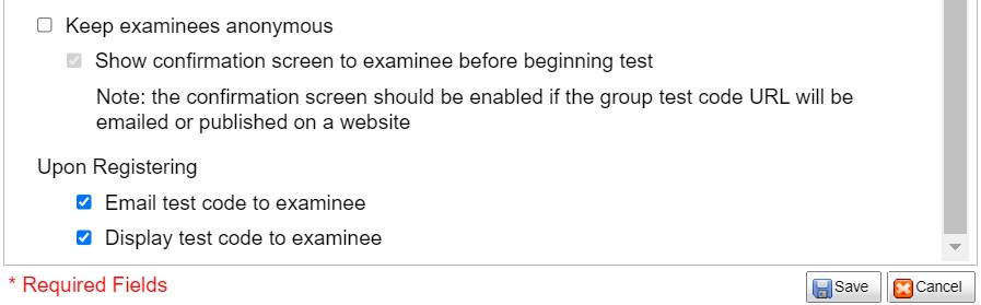 Delivering Test Code to Examinee Options