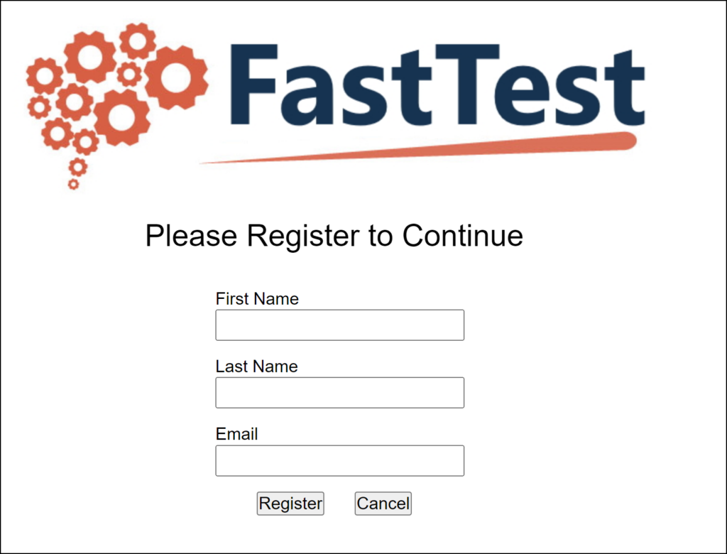 Figure 7.6 Registration for Online Test in FastTest