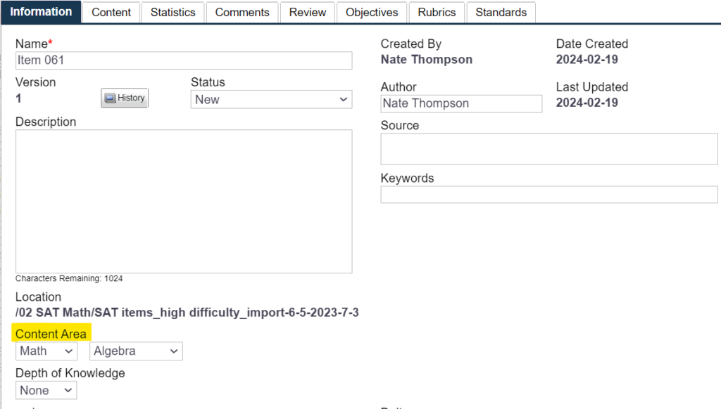 Figure 1.6 Content Area Assignment - Guide for Administrators